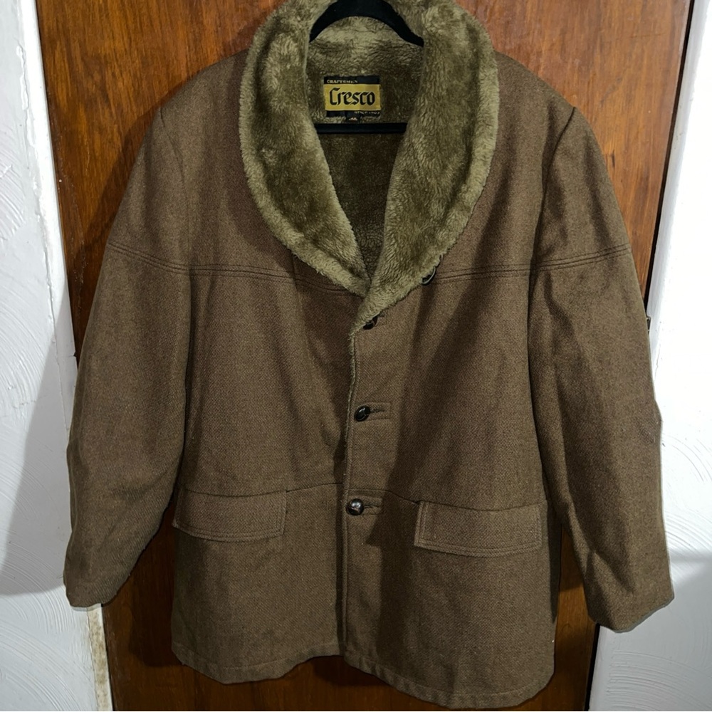 Cresco Vtg Craftsmen Wool Sherpa Lined Overcoat Mn’s Size 46L